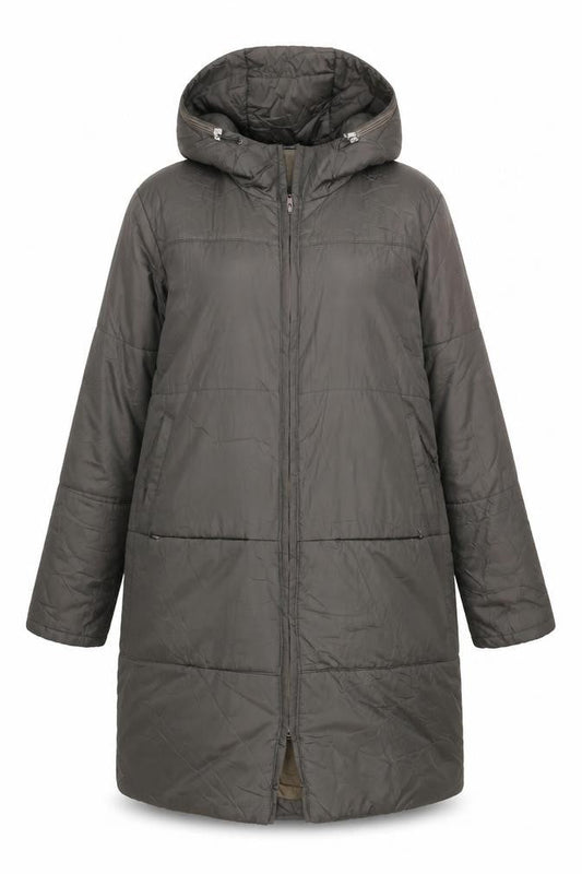 Trussardi Jeans Womens Brown Quilted Coat Size 14 Zip