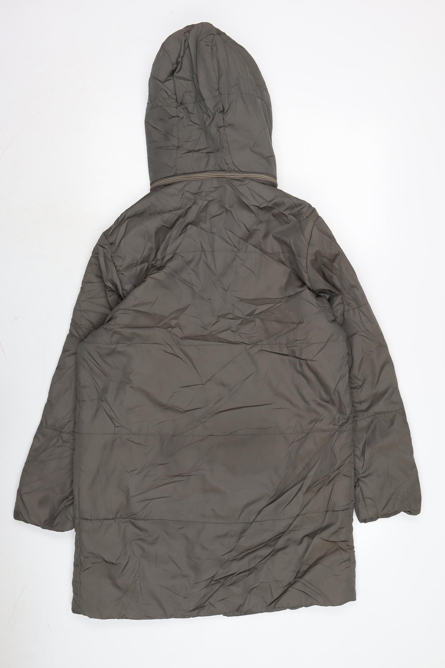 Trussardi Jeans Womens Brown Quilted Coat Size 14 Zip