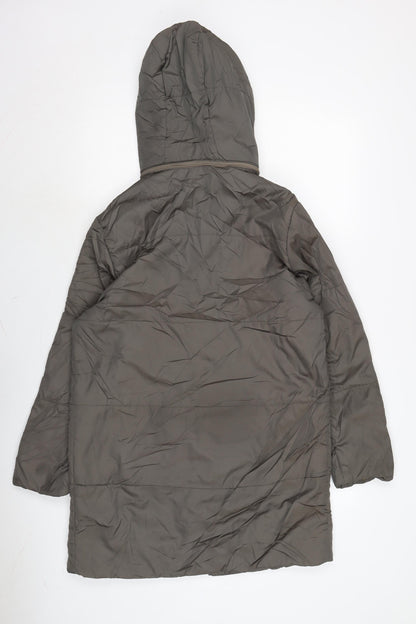 Trussardi Jeans Womens Brown Quilted Coat Size 14 Zip