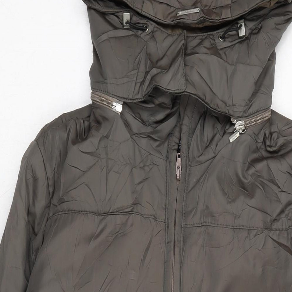 Trussardi Jeans Womens Brown Quilted Coat Size 14 Zip