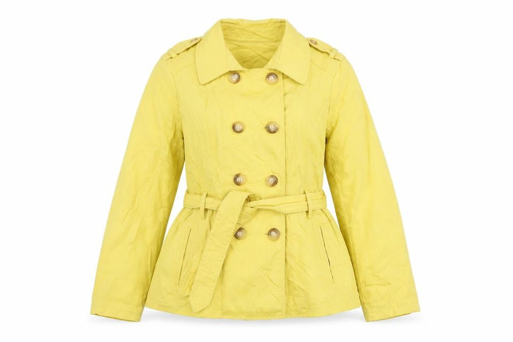 Marks & Spencer Womens Yellow Trench Coat Jacket Size 14 Button
