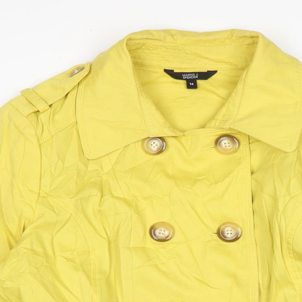 Womens UK Size 14 Marks and Spencer Yellow Trench Coat
