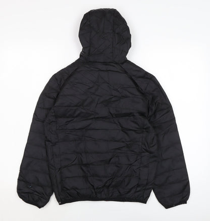 Back view of UNSUNGHERO boys’ black quilted jacket, size M, zip