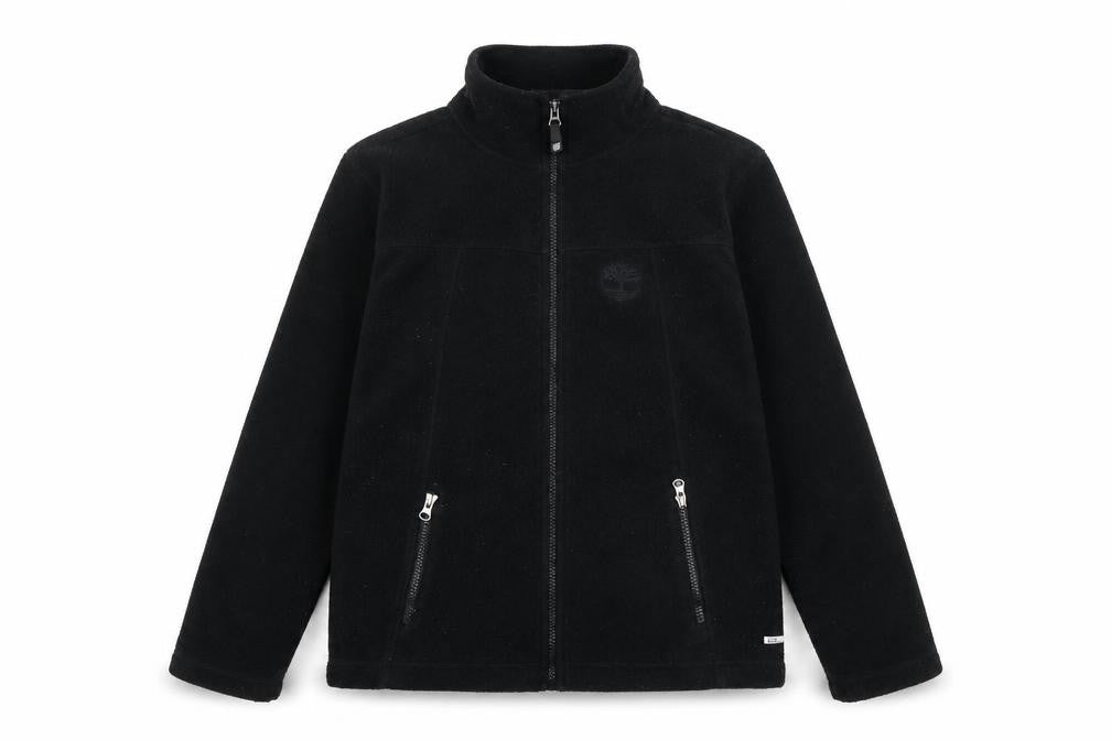 Front view of Timberland boys’ black jacket, size M, zip