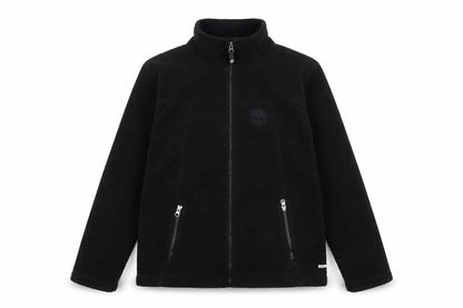 Front view of Timberland boys’ black jacket, size M, zip
