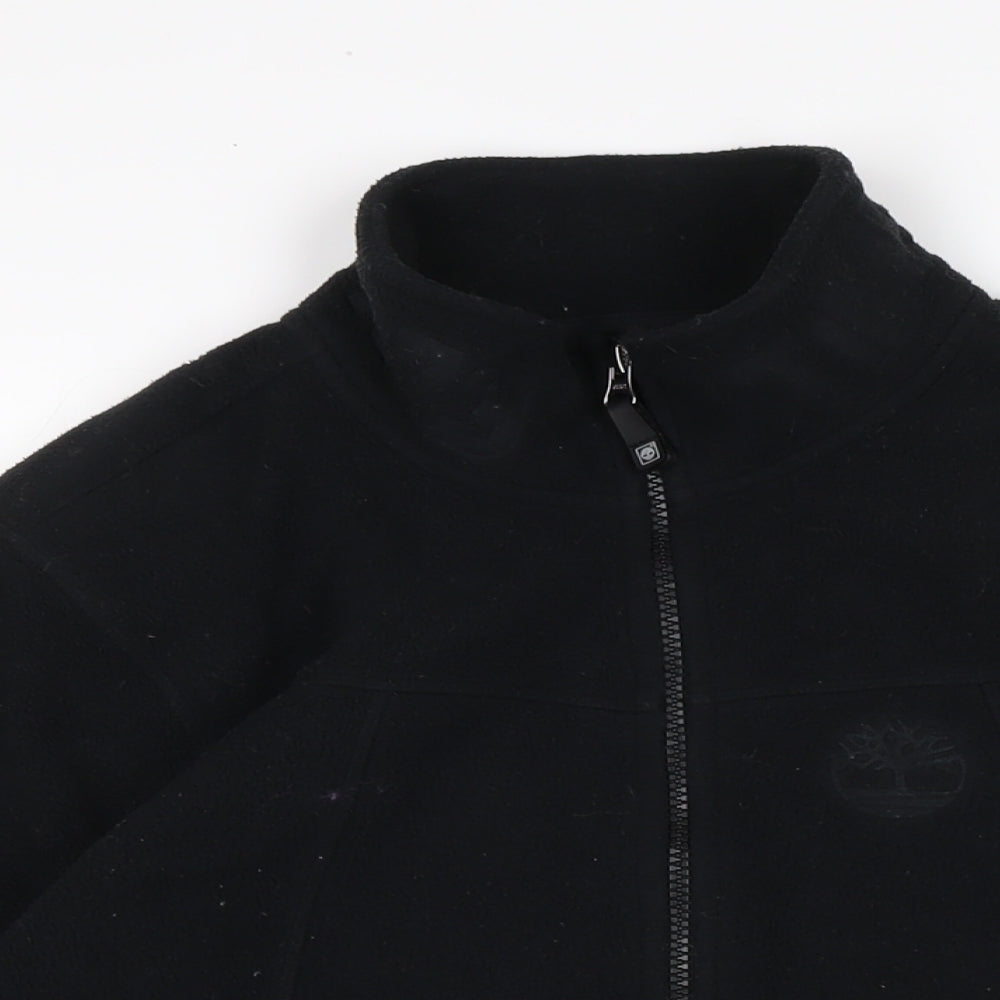 Close-up detail of Timberland boys’ black jacket, size M, zip