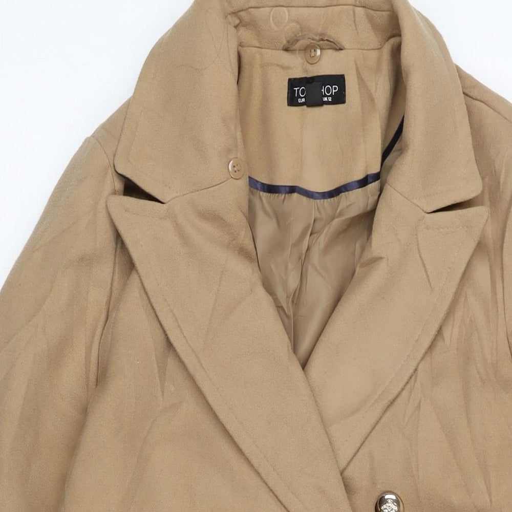 Womens UK Size 12 Topshop Beige Overcoat