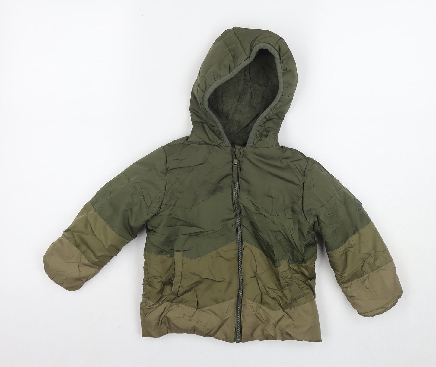 Mothercare Boys Green Puffer Jacket Jacket Size 18-24 Months Zip