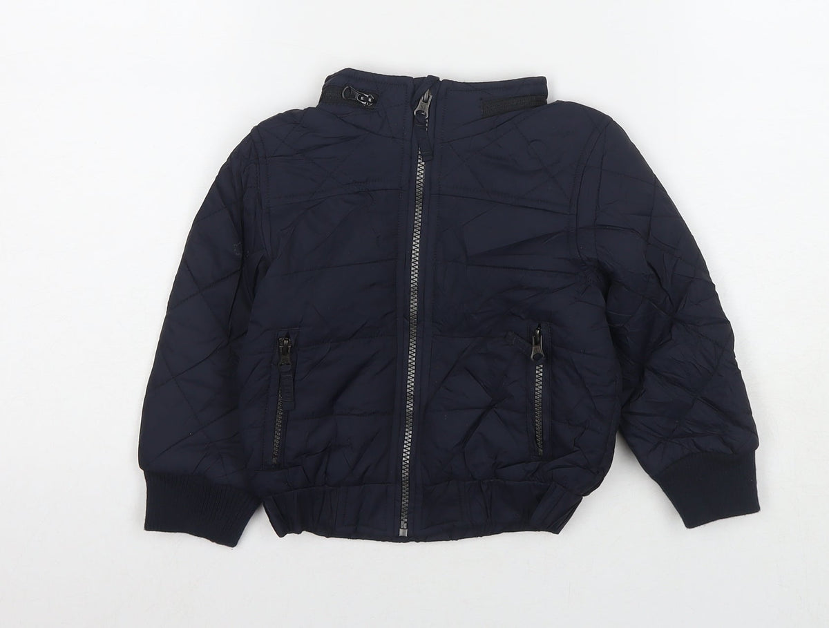 Additional front view of Marks & Spencer boys’ blue jacket, size 2-3, years zip