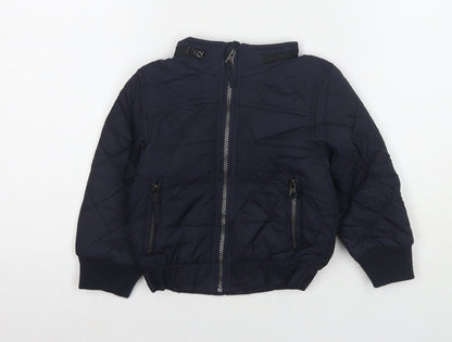 Additional front view of Marks & Spencer boys’ blue jacket, size 2-3, years zip