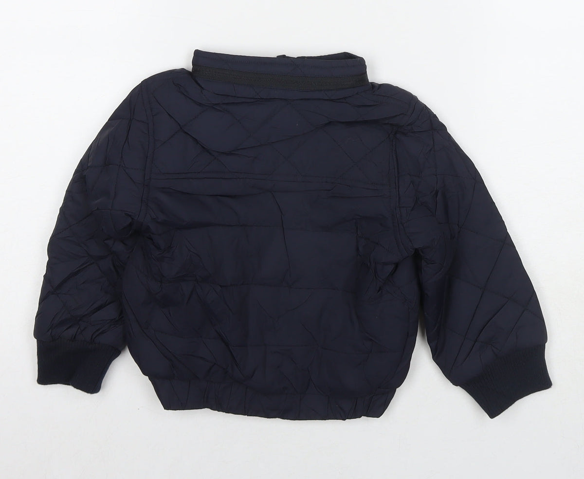 Back view of Marks & Spencer boys’ blue jacket, size 2-3, years zip