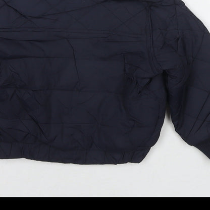 Brand and care label for Marks & Spencer boys’ blue jacket, size 2-3, years zip