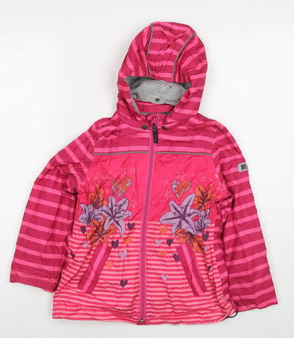 Me Too Girls Pink Striped Rain Coat Jacket Size 6 Years Zip