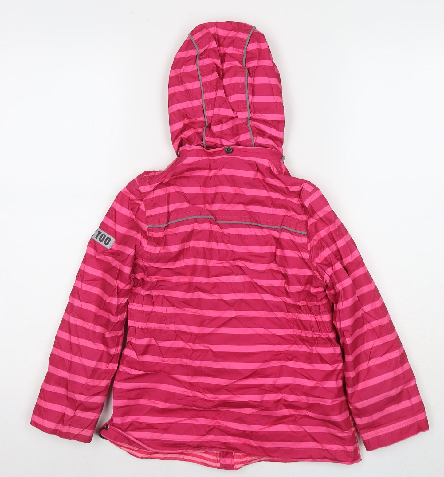 Me Too Girls Pink Striped Rain Coat Jacket Size 6 Years Zip