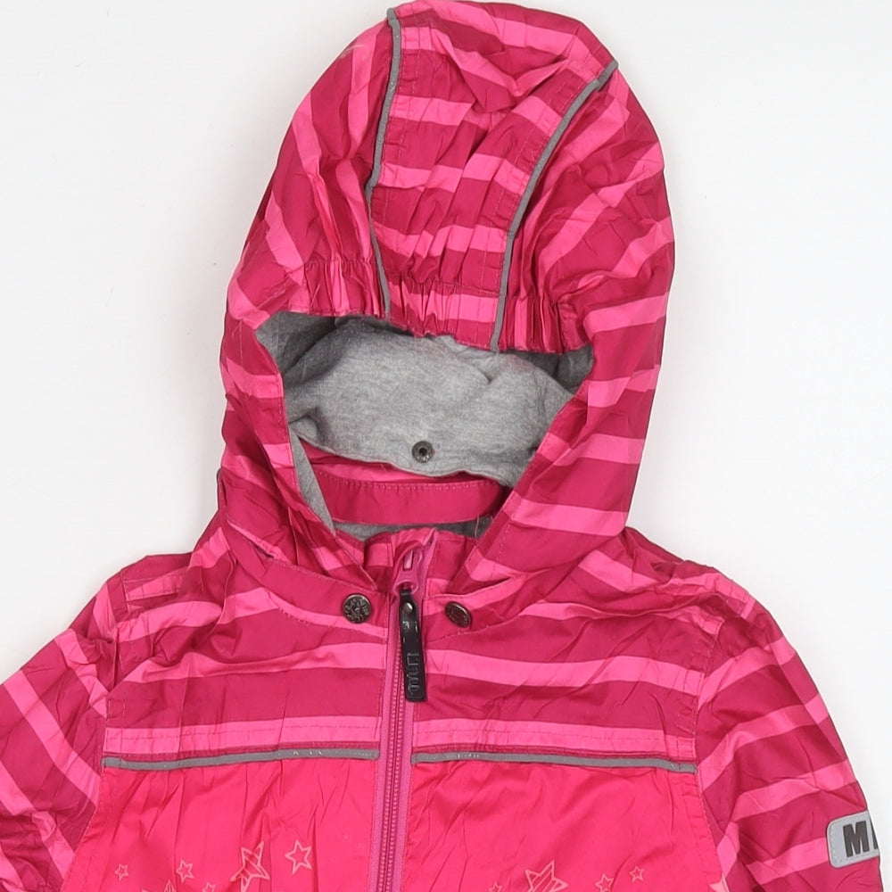 Me Too Girls Pink Striped Rain Coat Jacket Size 6 Years Zip