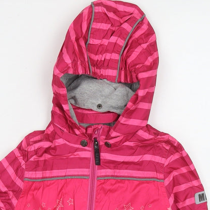 Me Too Girls Pink Striped Rain Coat Jacket Size 6 Years Zip