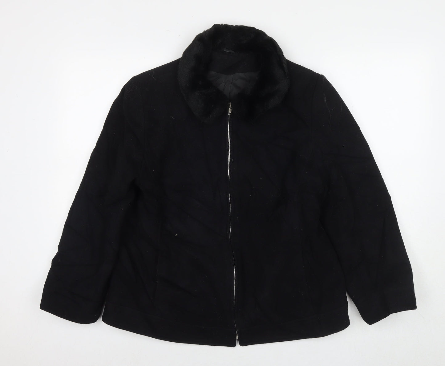 Womens UK Size 14 Dorothy Perkins Black Overcoat