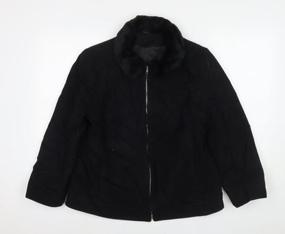 Womens UK Size 14 Dorothy Perkins Black Overcoat
