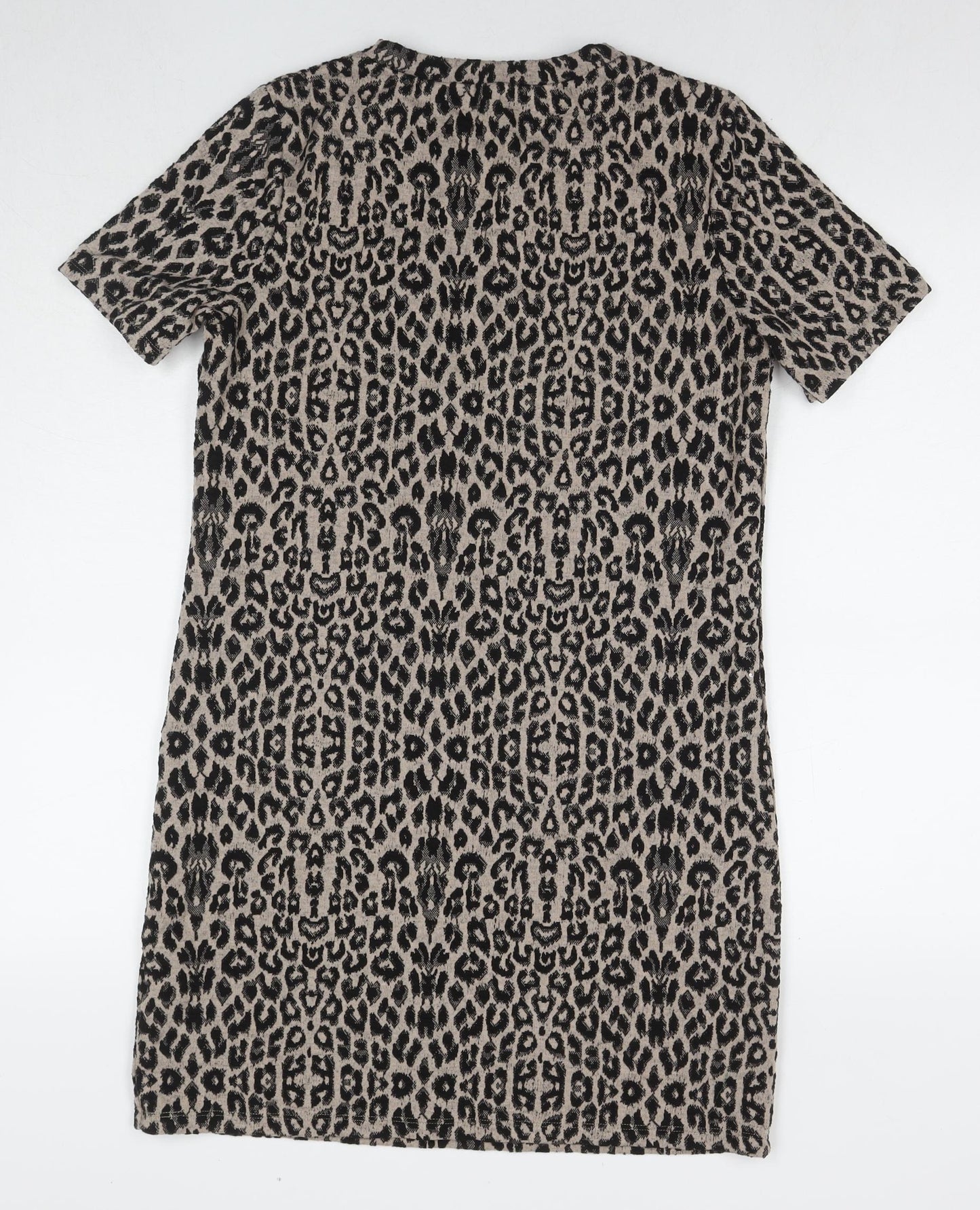 New Look Womens Black Animal Print Polyester A-Line Size 10 Round Neck Pullover