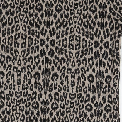 New Look Womens Black Animal Print Polyester A-Line Size 10 Round Neck Pullover
