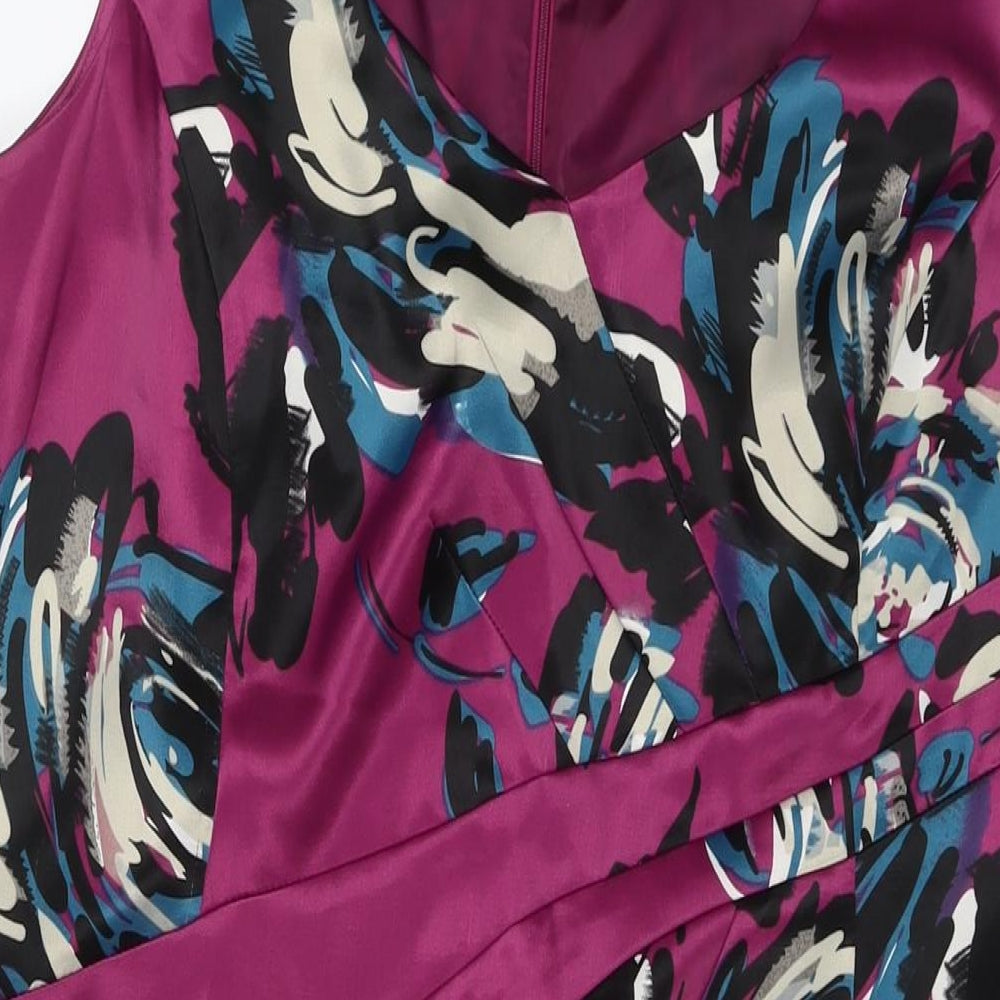 Bonmarché Womens Purple Floral Polyester A-Line Size 18 Round Neck Zip