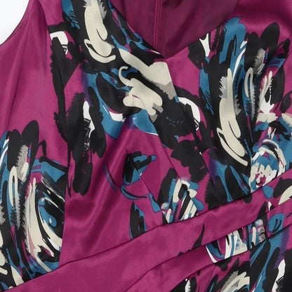 Bonmarché Womens Purple Floral Polyester A-Line Size 18 Round Neck Zip