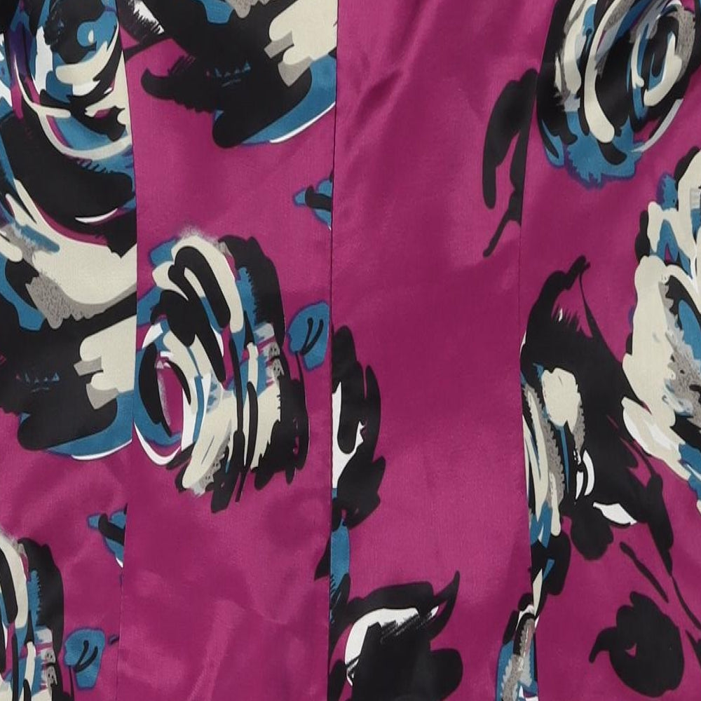 Bonmarché Womens Purple Floral Polyester A-Line Size 18 Round Neck Zip