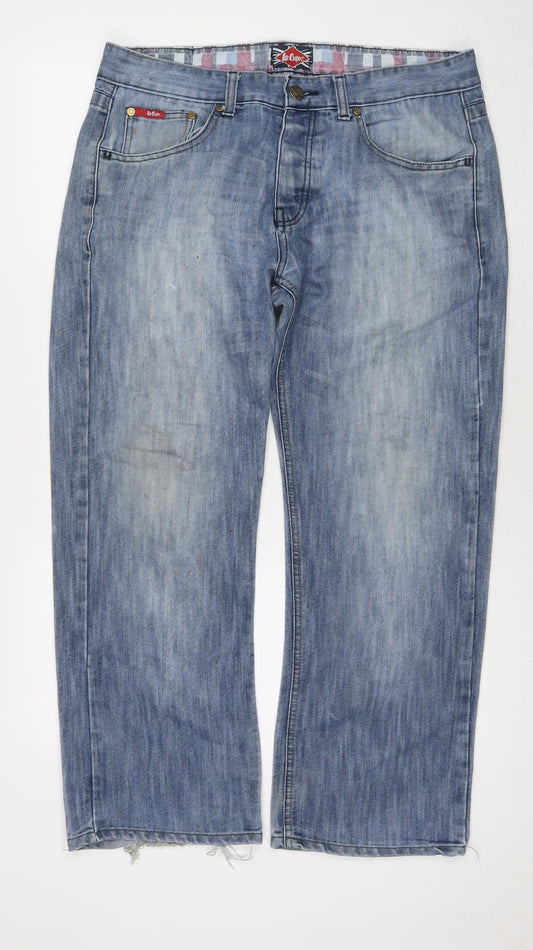 Lee Cooper Mens Blue Cotton Straight Jeans Size 36 in L30 in Regular Zip