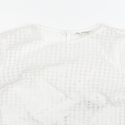 Miss Selfridge Womens White Check Polyester Basic Blouse Size 6 Round Neck