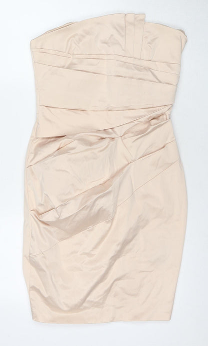 ASOS Womens Beige Cotton A-Line Size 14 Sweetheart Zip