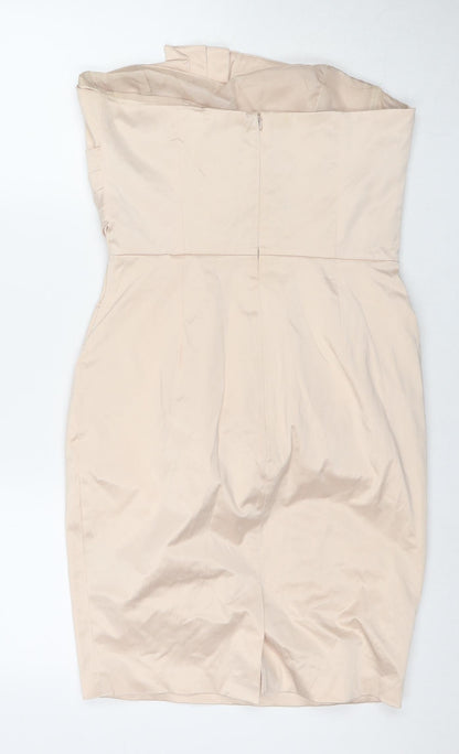 ASOS Womens Beige Cotton A-Line Size 14 Sweetheart Zip