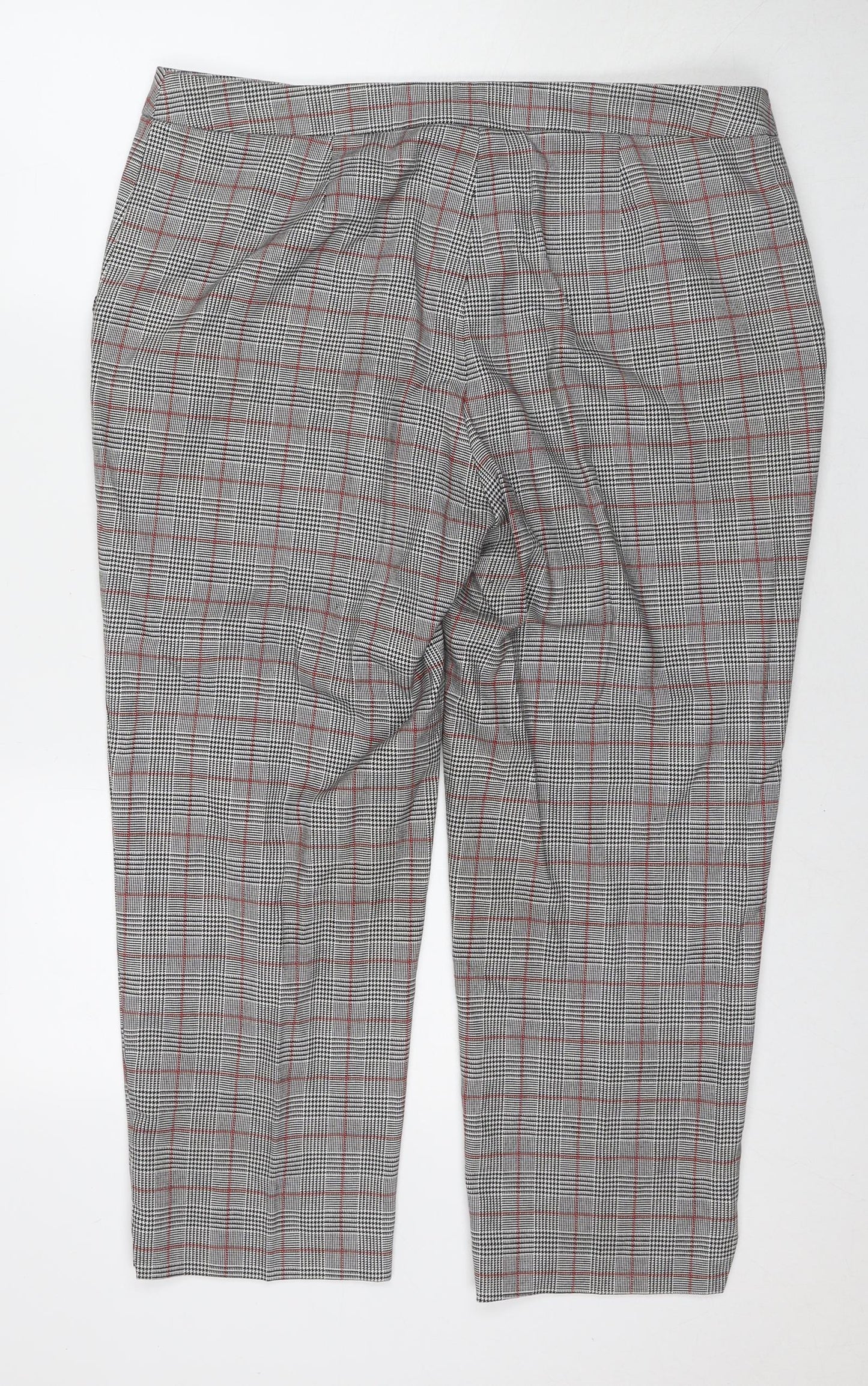 Look Again Womens Grey Check Polyester Trousers Size 16 L25 in Regular Zip