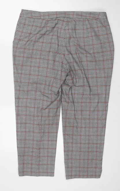 Look Again Womens Grey Check Polyester Trousers Size 16 L25 in Regular Zip