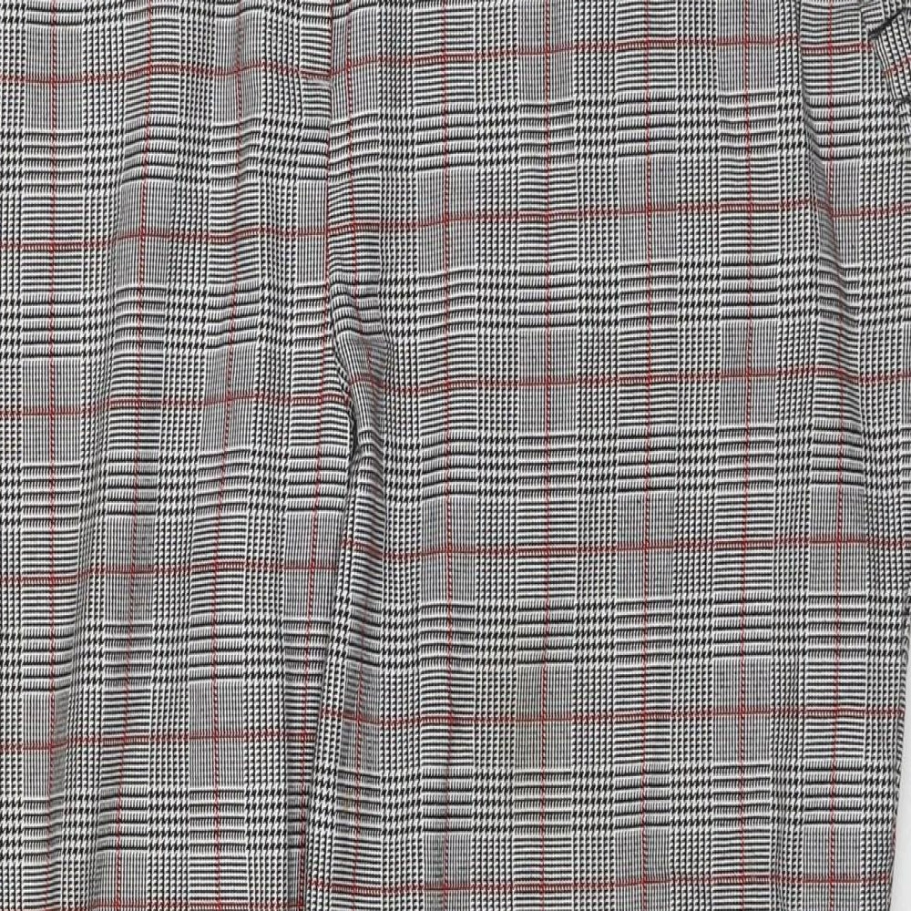Look Again Womens Grey Check Polyester Trousers Size 16 L25 in Regular Zip