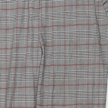 Look Again Womens Grey Check Polyester Trousers Size 16 L25 in Regular Zip
