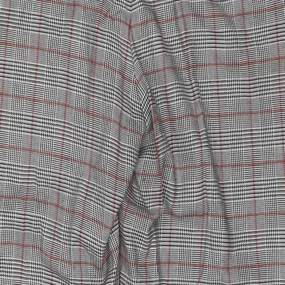 Look Again Womens Grey Check Polyester Trousers Size 16 L25 in Regular Zip