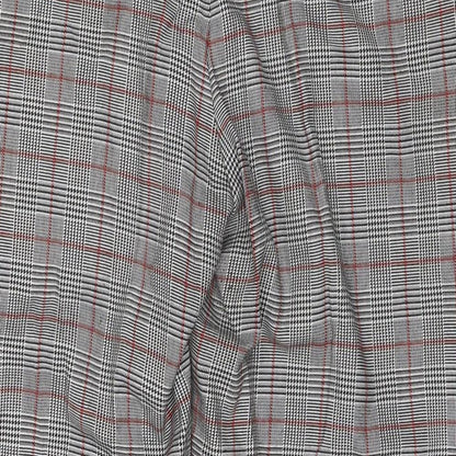 Look Again Womens Grey Check Polyester Trousers Size 16 L25 in Regular Zip