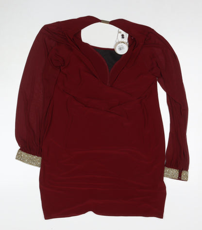 Apricot Womens Red Polyester A-Line Size 16 Round Neck Pullover