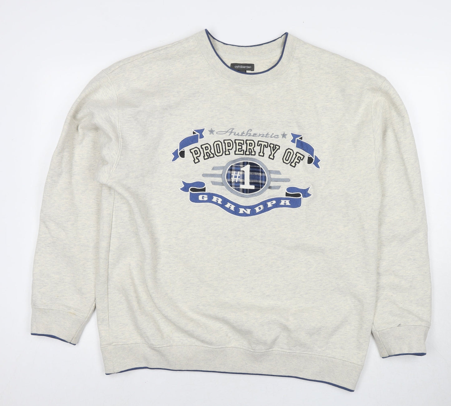 Croft & Barrow Mens Grey Cotton Pullover Sweatshirt Size M - Logo