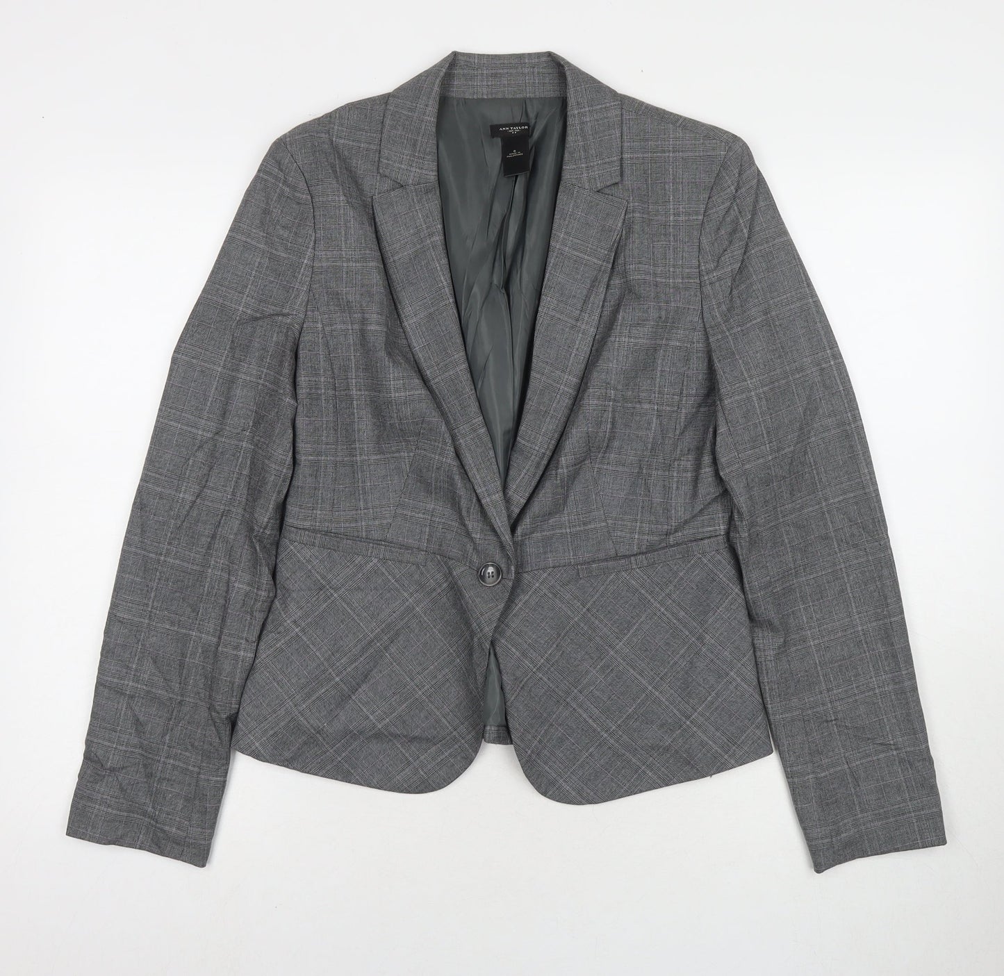 Ann Taylor Womens Grey Jacket Blazer Size 6 Button
