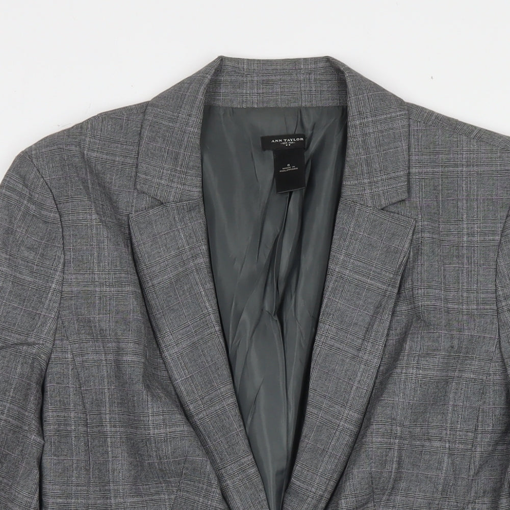 Ann Taylor Womens Grey Jacket Blazer Size 6 Button