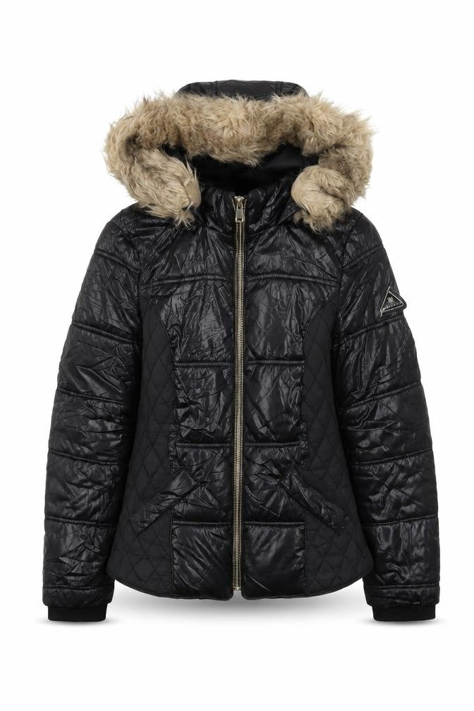 River Island Womens Black Quilted Jacket Size 8 Zip