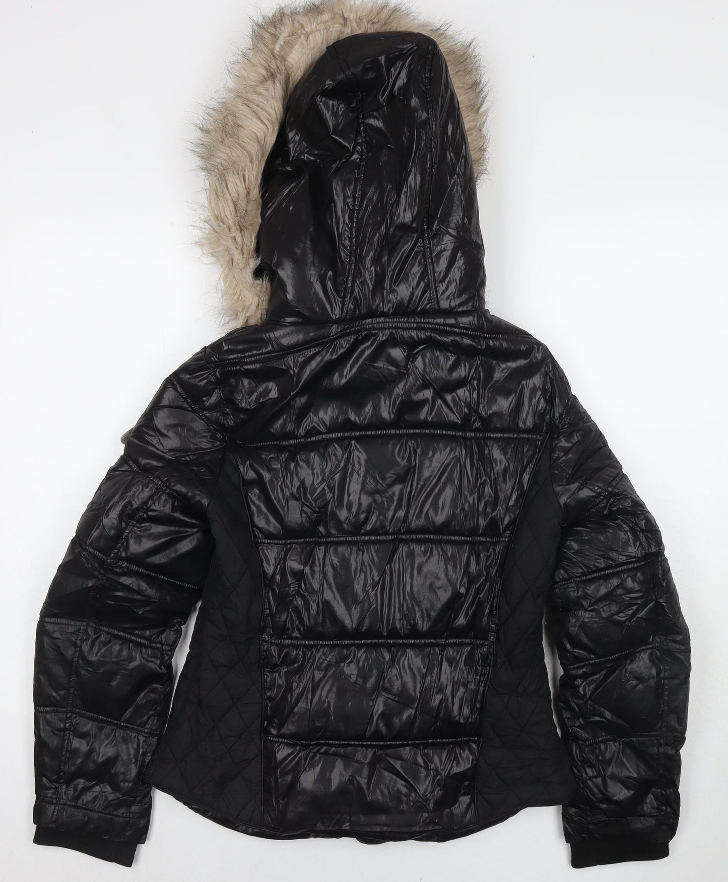 River Island Womens Black Quilted Jacket Size 8 Zip