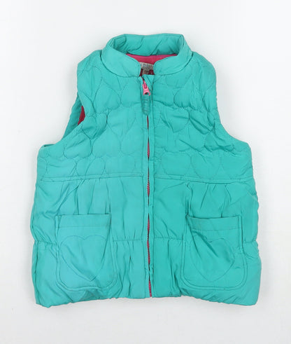 Indigo Girls Green Gilet Waistcoat Size 4-5 Years Zip