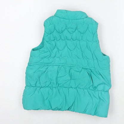 Indigo Girls Green Gilet Waistcoat Size 4-5 Years Zip