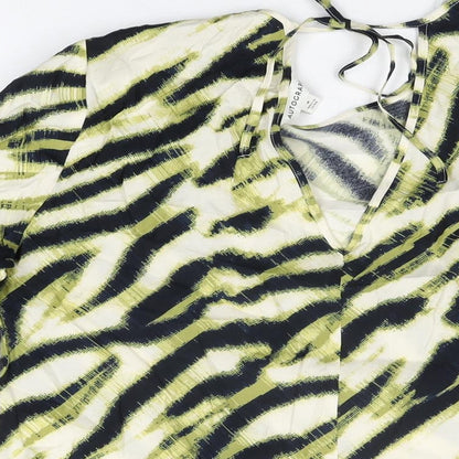 Autograph Womens Ivory Animal Print Cupro Basic T-Shirt Size 8 Round Neck