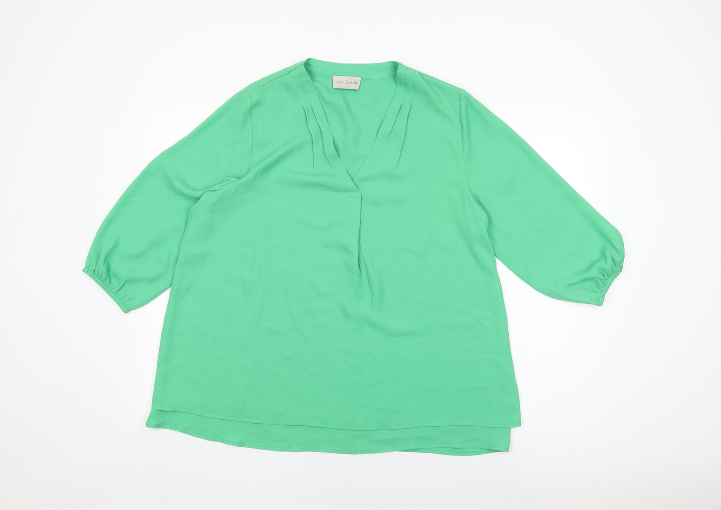 Womens UK Size 14 Via Appia Green Basic Blouse