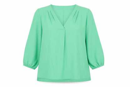 Womens UK Size 14 Via Appia Green Basic Blouse
