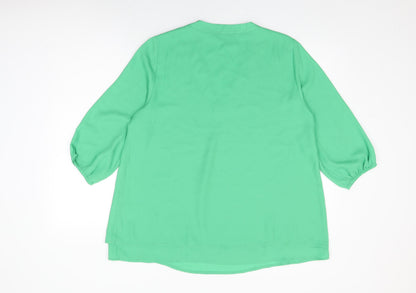 Womens UK Size 14 Via Appia Green Basic Blouse