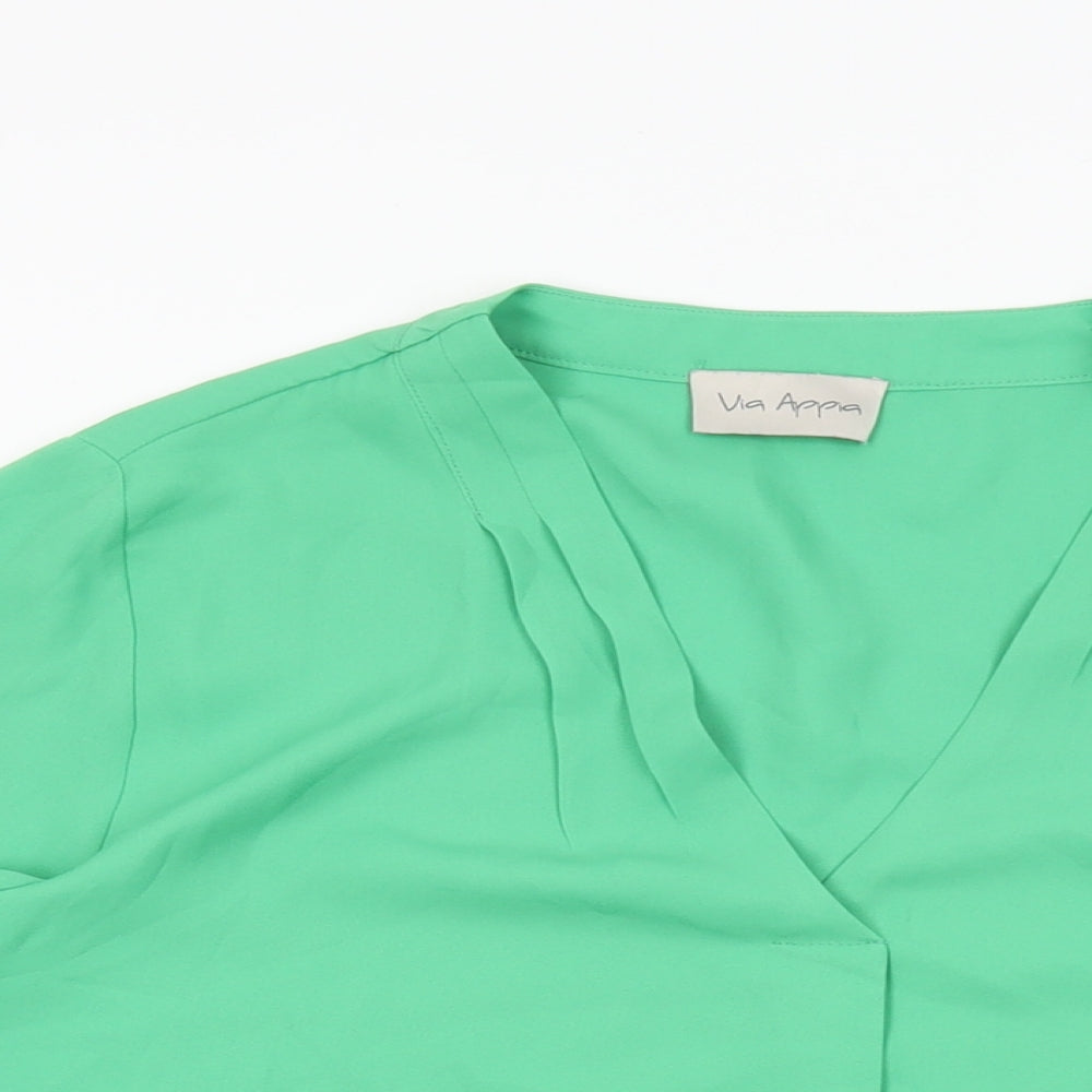 Womens UK Size 14 Via Appia Green Basic Blouse